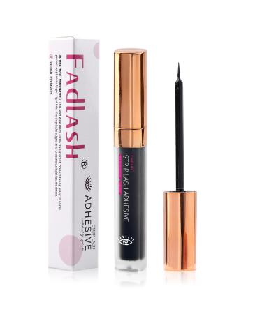 FADLASH Black Eyelash Glue for Lashes Super Strong Hold Lash Glue Best Eye Lash Glue Sensitive Eyes Waterproof Eyelash Glue Hypoallergenic Strip Lash Glue Latex Free Lash Adhesive 5.5ml 0.18 Fl. OZ Strip Lash Glue Black