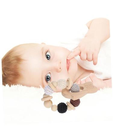KOMBIUDA Silicone & Wooden Baby Teether Maracas | Musical Instruments & Teething Toy for Babies 0-6 Months - Buy Online on SooperMarket.com