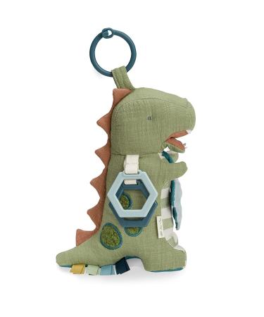 Itzy Ritzy Bitzy Bespoke Link & Love Activity Toy for Stroller  Car Seat or Activity Gym  Features Crinkle Sounds  Clinking Rings  Grosgrain Ribbons & Textured Materials  Dinosaur