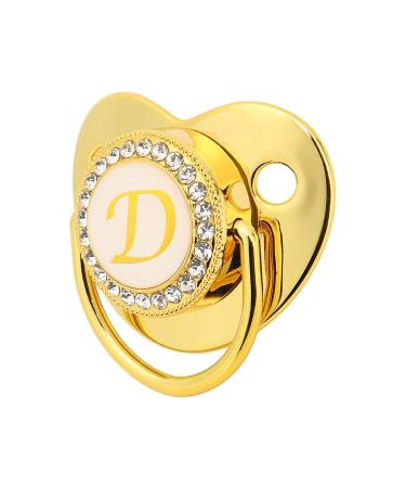 Alphabet Pacifier for Babies | Golden Baby Pacifier with Clips & Curved Design | 26 Letters | Ideal for 6-12 Months - Letter D - Buy Online on SooperMarket.com