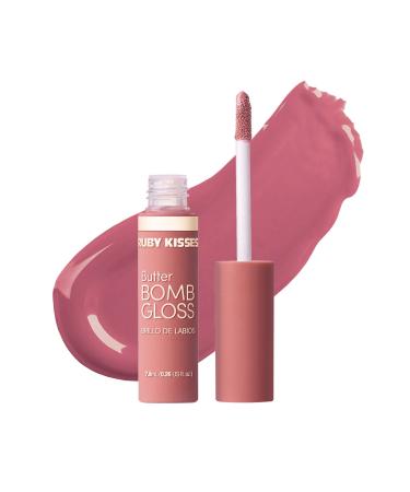 Ruby Kisses Lip Gloss Butter Bomb Gloss Non-Sticky Lip Gloss Vitamin E Natural Nude Lip Makeup - 7.8mL (0.26 US fl.oz) (Sublime)