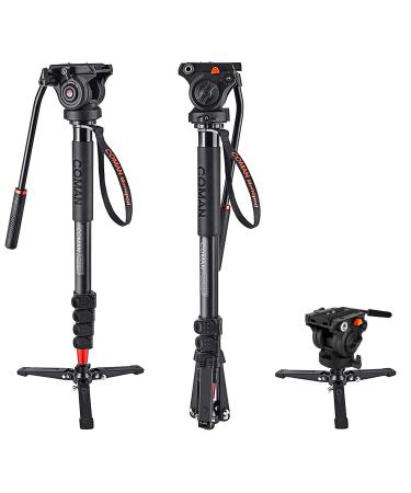 Monopod, COMAN KX3232 73.2 inch Professional Monopod Tripod Lightweight Aluminum Telescopic Camera Monopod with feet and Pan Tilt Fluid Head for DSLR Video Cameras