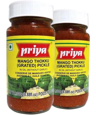 Priya Mango Thokku Pickle | Indian Origin | Traditional Indian Authentic Pickle | with Great Flavor | Delicious with Poppadums| Spicy & Sour | Vegan |300g Pack of 2