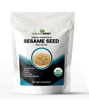 Mayan's Secret Certified Organic hulled Sesame Seeds, 2 Lbs - Gluten Free, Raw, Keto Friendly