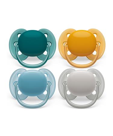 Philips Avent Ultra Soft Schnuller- 4 Pack BPA-free extra soft pacifier for babies from 6-18 months including transport and sterilization box sorted (orange/blue/gray) 1 piece (4 Pack) orange/blue