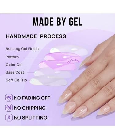 Glazed Donut Chrome Hailey Bieber Trend Press On Nails | Handmade Almond Shape 30-Piece Nail Kit - Buy Online on SooperMarket.com