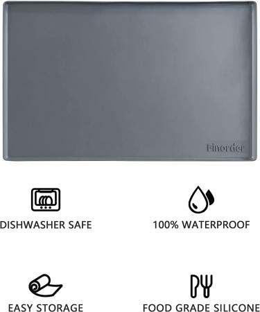 Finorder 34x21 100% Silicone Pet Feeding Mat - Raised Edges, Slip Resistant, Waterproof, Dishwasher Safe - Buy Online on SooperMarket.com