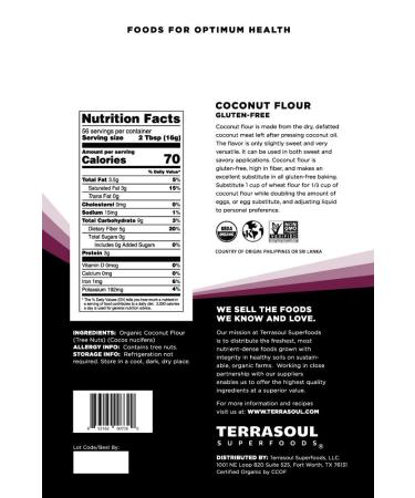 Terrasoul Superfoods Organic Coconut Flour 6 Lbs (3 Pack) - Gluten-Free & Unrefined - Fine Texture, Premium Quality - Buy Online on SooperMarket.com