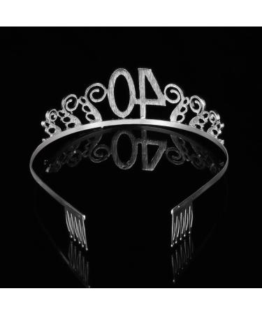 Rhinestone 40th Birthday Tiara - Silver Crystal Crown Headband for Women and Girls - Buy Online on SooperMarket.com