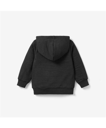 PatPat Toddler Hoodie - Solid Textured Hooded Sweatshirt with Pocket, 3-4 Years, Black - Buy Online on SooperMarket.com