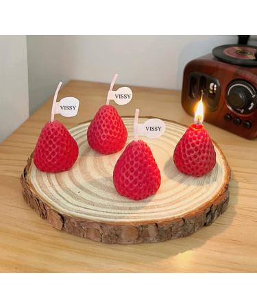 4 pieces of strawberry-shaped fragrance candle fruit aroma soy wax decorative candle for photo requisites birthday wedding vacation party decorative for meditation stress relief bathroom yoga