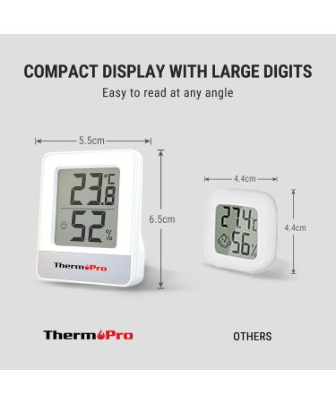 ThermoPro TP49 Digital Mini Thermo-Hygrometer | Accurate Indoor Temperature & Humidity Monitor | Ideal for Greenhouses & Living Rooms | Smiley Indicator | White - Buy Online on SooperMarket.com
