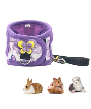 Ferret Harness Hamster Clothes Rabbit Harness Hamster Harness and Leash Set for Guinea Pigs Hamster Ferret Rabbit Chinchilla and Similar Small Animals (Purple)