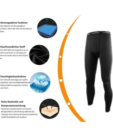 Coolomg Compression Pants for Men Youth & Children | 3/4 Fitness Trousers | Fast Drying Functional Running Wear | Sizes XXXS to XXL | Black - Buy Online on SooperMarket.com