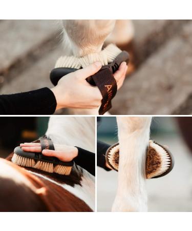 Animalon Careflex Root Brush - Natural Horse Brush with Hard Bristles Ergonomic Design Flexible Cardboard & Velcro Fastener - Premium Quality Care for Your Horse - Buy Online on SooperMarket.com