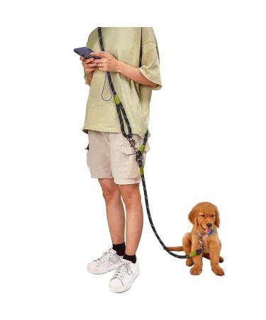 Hands Free Dog lead 7.5ft Rope Crossbody Dog Leash Reflective for Large Medium Small Dogs Walking Jogging and Running (Black A Dog) A Dog Black