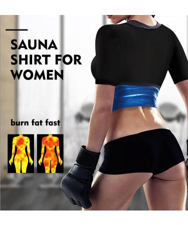 DYUAI Women's Short Sleeve Sauna Sweat Vest XL - Blue Lining, Body Shaper Training Vest for Heat Trapping - Buy Online on SooperMarket.com
