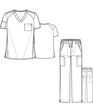 WonderWink W123 Men's V-Neck Top & Cargo Pants Scrub Set + Badge Reel - Black, 2X-Large Top / X-Large Pants - Buy Online on SooperMarket.com
