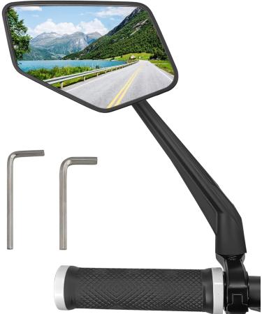 Arkham bicycle mirror Extra Large Mirror 360 Swivel Folding Shaatterproof and Durable Bicycle Mirror for Left Handlebar 21-25.4mm bicycle mirror for e-bike universal (left) New left