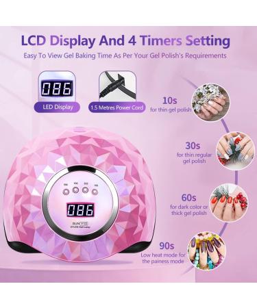 iBigLY 248W UV LED Nail Lamp | Fast Gel Nail Dryer with 60 Lamp Beads | 4 Timers Auto Sensor | Home/Salon Nail Art UV Light Tools - Pink - Buy Online on SooperMarket.com