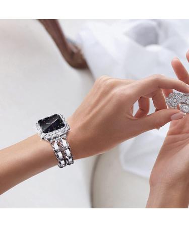 Surace Bling Apple Watch Case 44mm with Screen Protector - 300 Crystal Diamond Tempered Glass Cover for Apple Watch Series 6/5/4/3/2/1 - Silver - Buy Online on SooperMarket.com