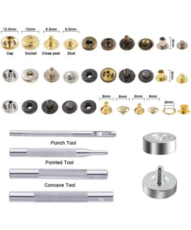 Caydo 400 Set Snap Fasteners Kit for Leather Rivets, Eyelets, Grommets, Snap Buttons - Ideal for Leather Jackets, Jeans - Includes Fixing Tools - Buy Online on SooperMarket.com
