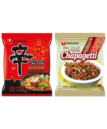 Nongshim Shin Ramyun Chapagetti Chajang Instant Ramen Noodle Soup 2 Flavours Assorted Bundle (Pack of 40) by CNMART