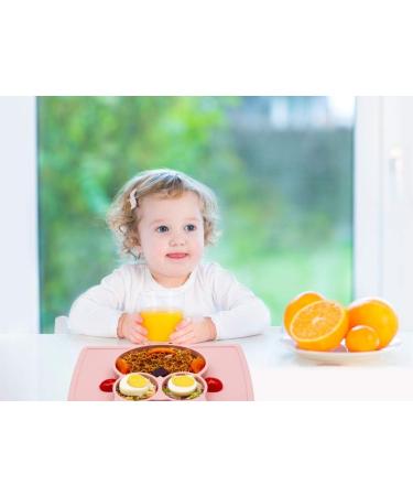 Qshare Toddler Plate | Portable BPA-Free Silicone Suction Plate for Kids | Dishwasher & Microwave Safe | 11x8x1 inch | Cream Pink - Buy Online on SooperMarket.com