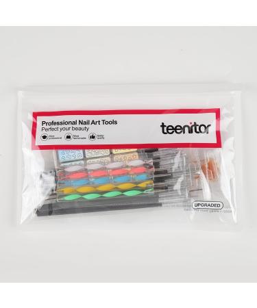 Teenitor Professional Nail Art Painting Kit - 15 Stencils, 15 Brushes, 5 Dotting Tools - Nail Pen Designer Set with Stickers for UV Gel Nail Art Beginners - Buy Online on SooperMarket.com