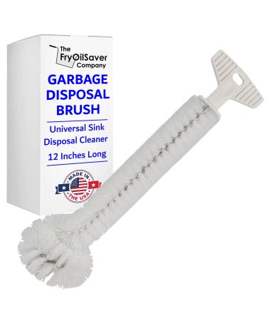 Universal Garbage Disposal Cleaner and Deodorizer Sink Disposal Brush Cleaner Made in USA Sturdy T-Grip Handle 12" Long Sink and Drain Brush Cleaner for Eliminating Residue & Odor by FryOilSaver Co