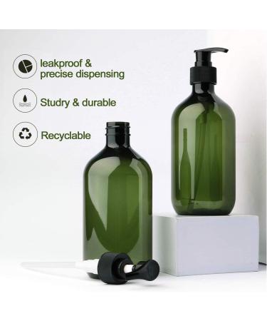 Alledomain 2PCS 500ml/17oz Empty Refillable Plastic Lotion Pump Bottles Shampoo Body Washing Cream Shower Gel Storage Holder Container Toiletries Liquid Dispenser (Brown & Green) - Buy Online on SooperMarket.com