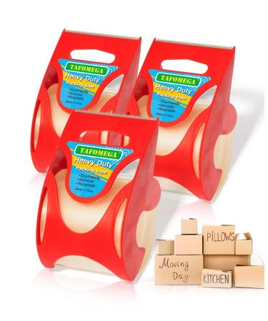 Clear Packing Tape-3 Packs Heavy Duty Packing Tape for Moving Boxes-Noiseless Moving Tape with Dispenser Strong Adhesive Packaging Tape Releases Smoothly Quietly-1.96 Inch X 27 Yards Transparent