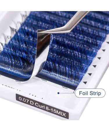 Navy Blue YY Eyelash Extension Lashes D Curl 0.07mm 8-15mm Faux Mink Cluster Lash Extensions - Soft Y Lashes Premade in Navy Blue - Buy Online on SooperMarket.com