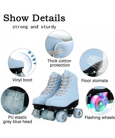 Jessie PU Leather Roller Skates for Women | Adjustable Holographic Speed Skates | Indoor/Outdoor Roller Skates for Adults & Girls Boys (Size 38) - Buy Online on SooperMarket.com
