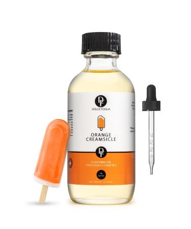 Dolce Foglia Orange Creamsicle Flavoring Oils - 2 Oz. Multipurpose Flavoring Oil for Candy Making, Extracts and Flavorings for Baking, Lip Balm, Ice Cream, Ultra Concentrated All Natural Ingredients Orange Creamsicle 2 Oz.