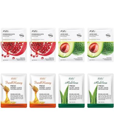 Moisturizing Mask 8 Pieces Fruit Face Mask Face Mask Sheet Moisturizing Facial Tissue Beauty Mask Face Mask Nourishing Soothing Care for All Skin Types Type 2 - Buy Online on SooperMarket.com