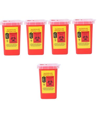 Angoily 5 STK Klinge Fall Friseur Storage container for hairdressing salons when shaving Automatic trash can storage container disposable case for razor household shaver box red