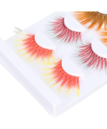 5 Pairs Colorful Eyelashes for Halloween Christmas Stage Show 6D Gradient Long Curled Soft Colored False Eye Lashes Party Fake Eyelashes Makeup Tools - Buy Online on SooperMarket.com