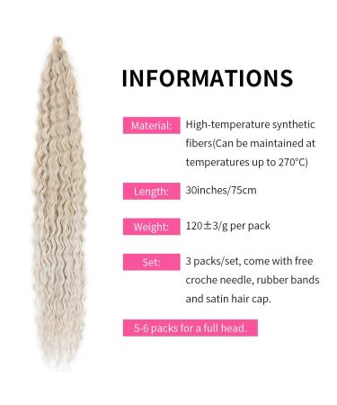 Buy DSoar 30 Deep Twist Crochet Hair - 3 Packs Ocean Wave Curly Bohemian Braids | Synthetic Hair Extensions for Women & Girls - 30inch 18/56c# - Buy Online on SooperMarket.com