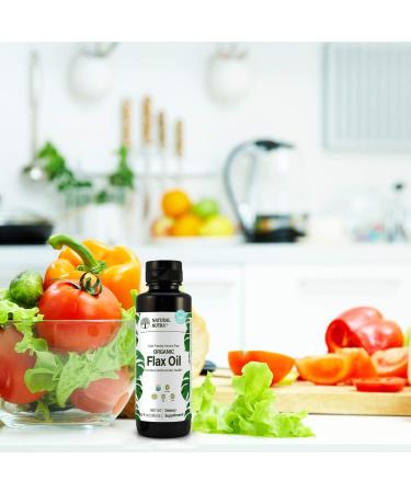 Natural Nutra Organic Flaxseed Oil Liquid Supplement - Vegan Source of Omega 3 6 9 for Cognitive Function & Joint Health - 8oz - Buy Online on SooperMarket.com