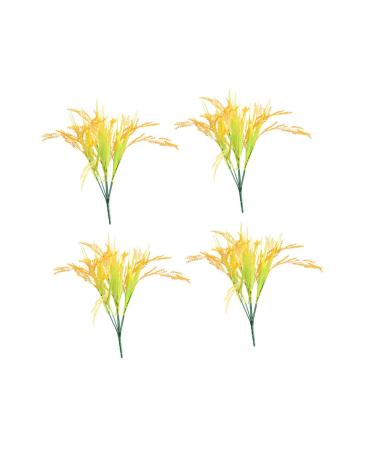 MAGICLULU 4pcs 7 Simulated Rice Bouquet of Flowers Artificial Vase Decor Wheat Sheaves for Decorating Natural Dried Flowers Dried Wheat Stalks Greenery Decor Straw Paddy Plastic