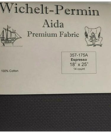 Wichelt-Permin Wichelt Permin Premium AIDA Cross Stitch Fabric 14 Count Espresso Dark Brown 18inch x 25inch
