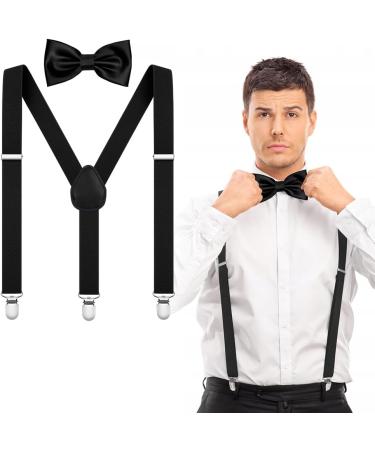 Aoowu Adjustable 2.5 cm Braces with Fly for Men & Women - Durable Black with 3 Metal Clips | Stylish & Functional - Buy Online on SooperMarket.com