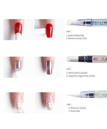 Sularpek 5Pcs Silicone Nail Art Acrylic Pen Brushes - Rhinestone Handle Double-Ended Nail Art Pen for 3D Design, Foil Carving, Drawing, and Dotting Tools - Buy Online on SooperMarket.com