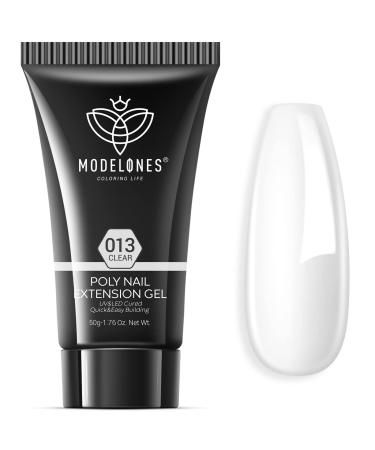 MODELONES Poly Nail Gel Builder 50ML 1.76oz Clear Color Nail Extension Gel Enhancement Nail Thickening Acrylic Extension Trial Professional Technician Tool A1-Clear