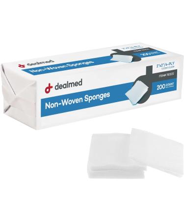 Dealmed Non-Sterile Post-Op Gauze Sponges 200 Count 4-Ply 2x2 Pads - Non-Woven Wound Care Sponges for First Aid Kit/Medical Facilities - Buy Online on SooperMarket.com