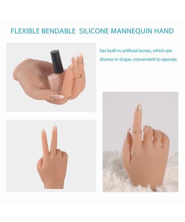YEEFAIRY Silicone Practice Hand for Acrylic Nails | 528pcs Nail Tips | Soft Realistic Mannequin Hand for Nail Art Practice | Flexible Bendable Fake Hand for Tattoo & Jewelry Display (Bronze, Left) - Buy Online on SooperMarket.com