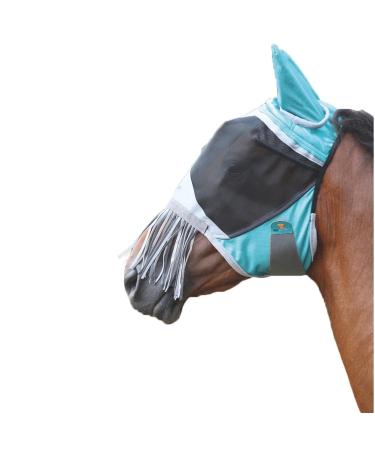 Shires Deluxe Horse/Pony Fly Mask With Nose Fringe UV Protection (Cob Green) Cob Green - Buy Online on SooperMarket.com