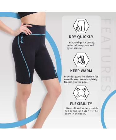 GoldFin Women Neoprene 2mm Wetsuit Shorts - Blue Stripe, 3X-Large | Ideal for Water Aerobics, Surfing, Diving, Swimming, Boating - Buy Online on SooperMarket.com