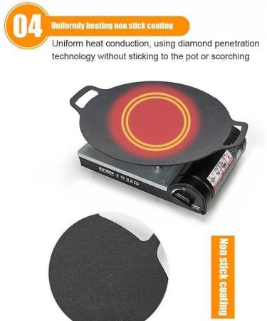34cm Grill Pan Korean Round Non-Stick Barbecue Camping Pan Travel Outdoor Frying Barbecue Accessories L5I5 BBQ - Buy Online on SooperMarket.com
